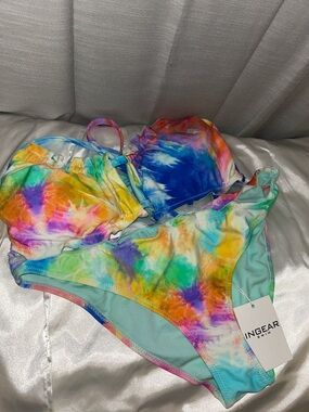 INGEAR Tie Dye Bikini Set, Size Large NEW! $80 MSRP MULTI COLOR SPLASH NWT